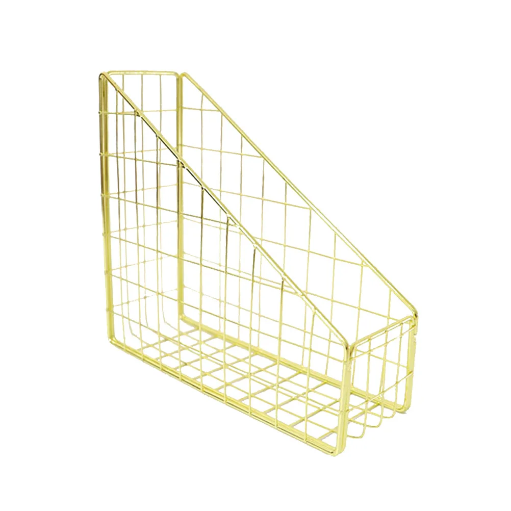 Corrosiewerende metalen vijlopbergmand Gouden decoratieve organizer voor boeken Tijdschriften Bestanden Thuiskantoor School