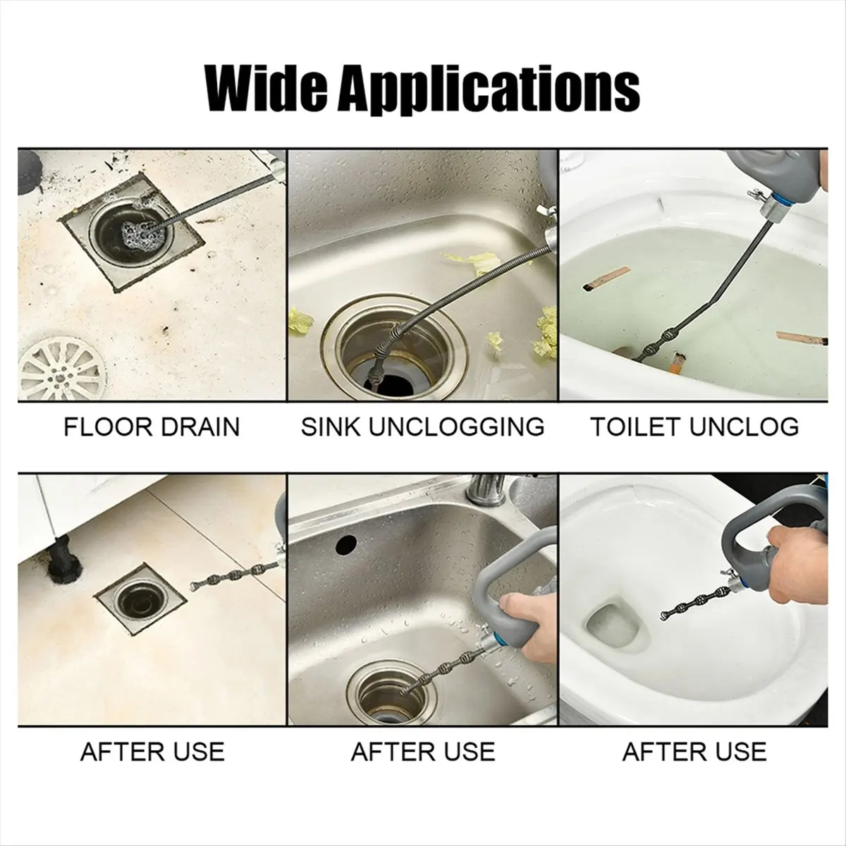 A77K Toilet Sink Drain Unblocker Sewer Pipe Plunger Dredge Handheld Extendable Bathroom Kitchen Cleaning Tools 5 Meter