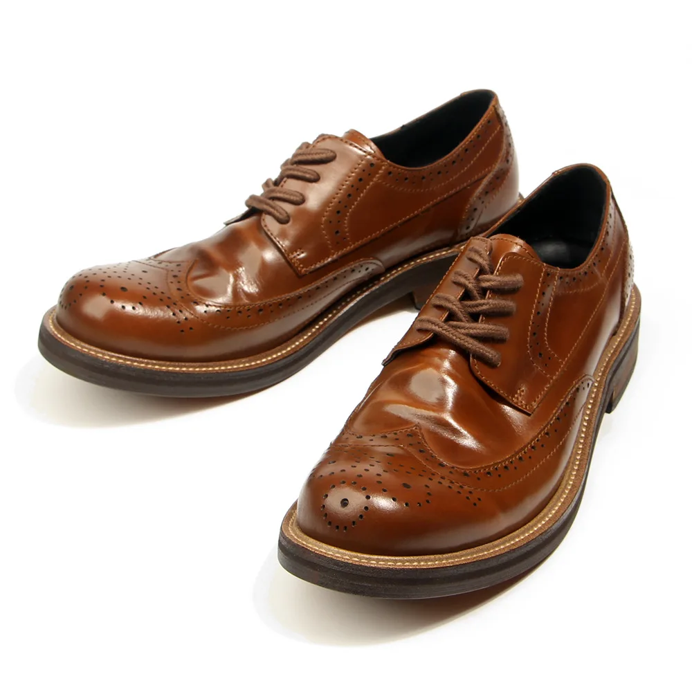 New High Quality Men Ankle Real Cow Leather Shoes Spring Autumn Vintage British Outdoor Tooling Formal Dress Loafers Brogue Shoe