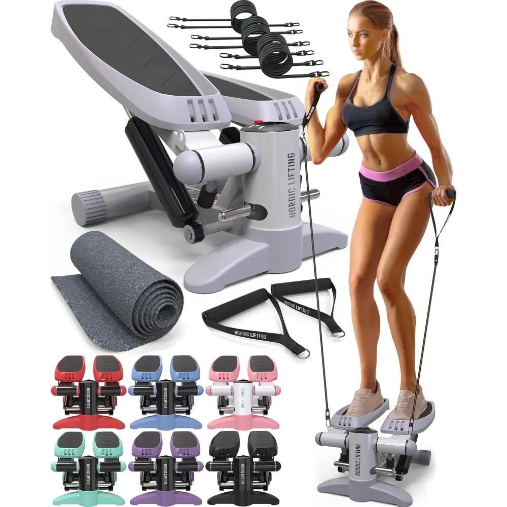 

Mini Stepper & Stair Climber Machine - w/Resistance Bands Set & Non-Slip Foot Pads - Durable Construction Freight free