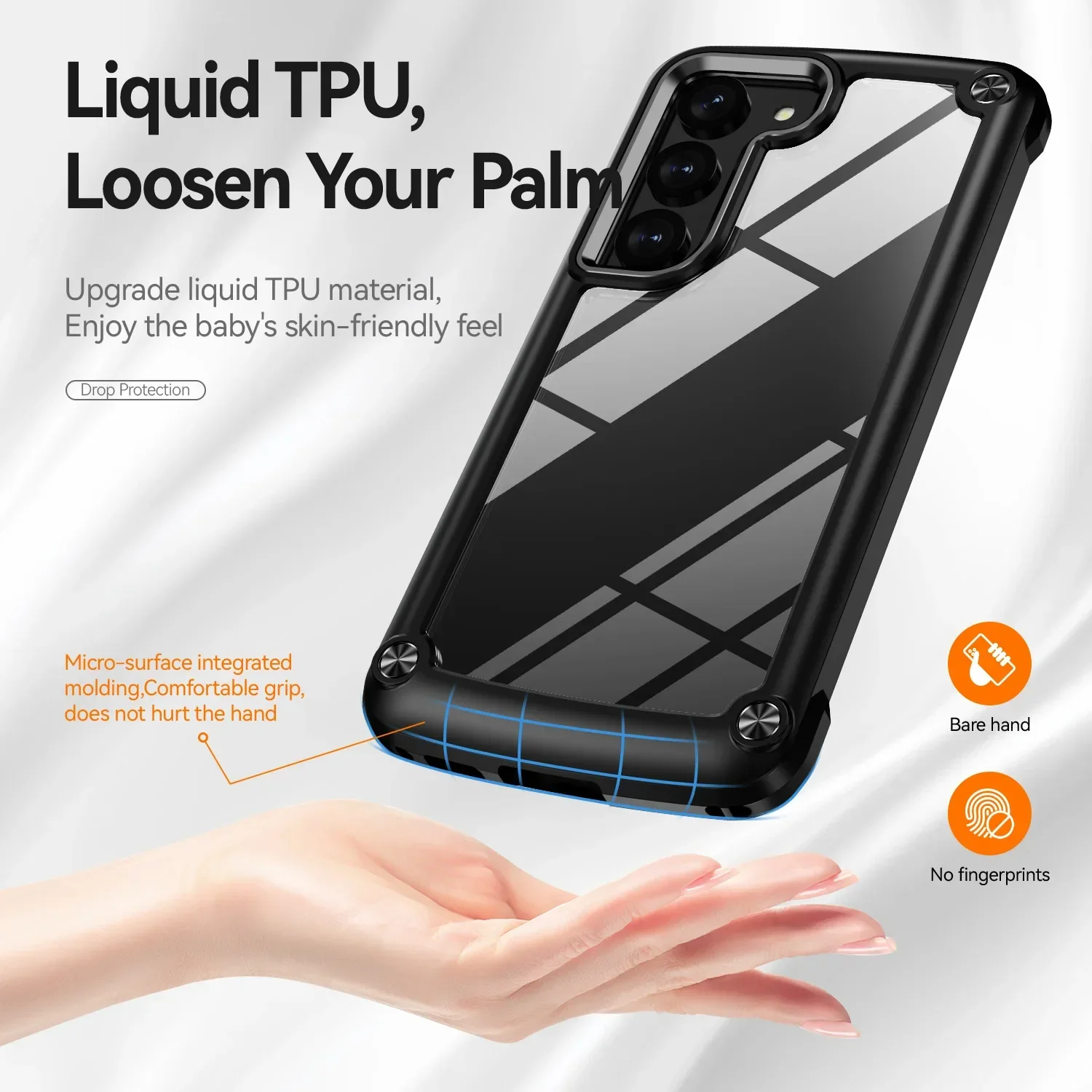 삼성 갤럭시 S25, S24, S23, S22 플러스용 충격 방지 휴대폰 케이스, 울트라 클리어 투명 소프트 실리콘 범퍼, 하드 아크릴 커버