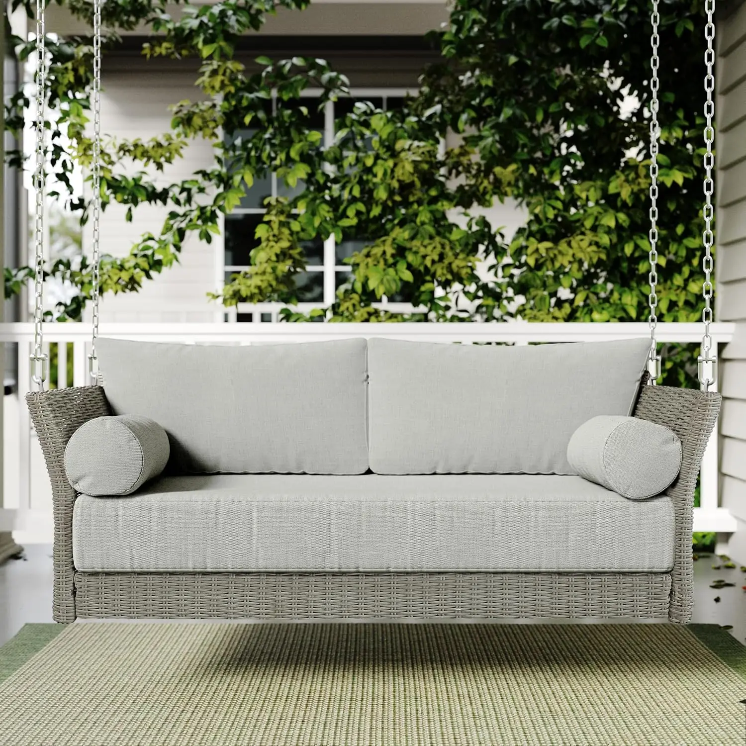 Sonoma Wicker Outdoor Daybed Porch Swing with Included Cushion Set, Customized