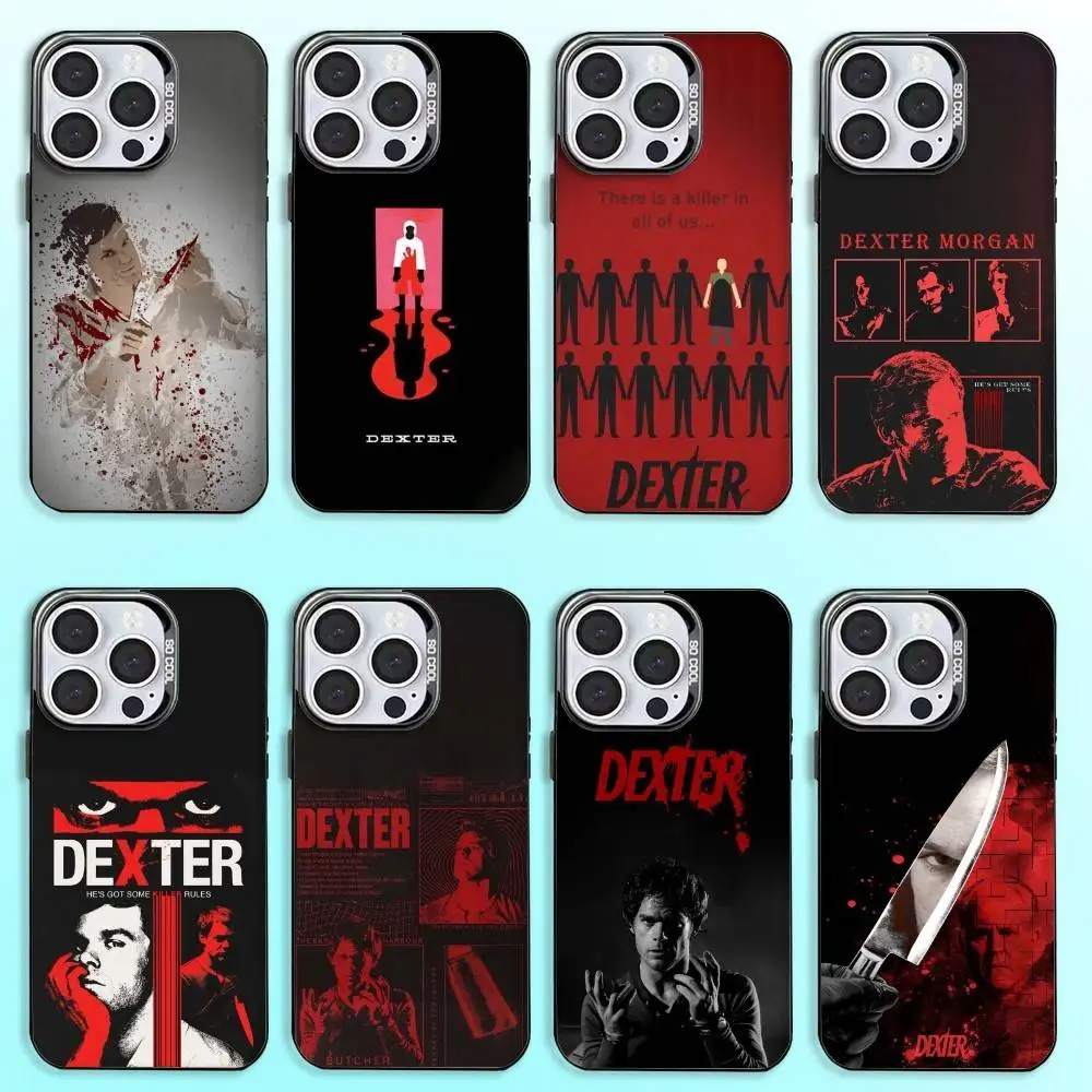 

D-Dexter M-Morgan Phone Case For iPhone17,16,15,14,13,12,11 Plus,Pro Max Colored Silver Plated Inside Cover