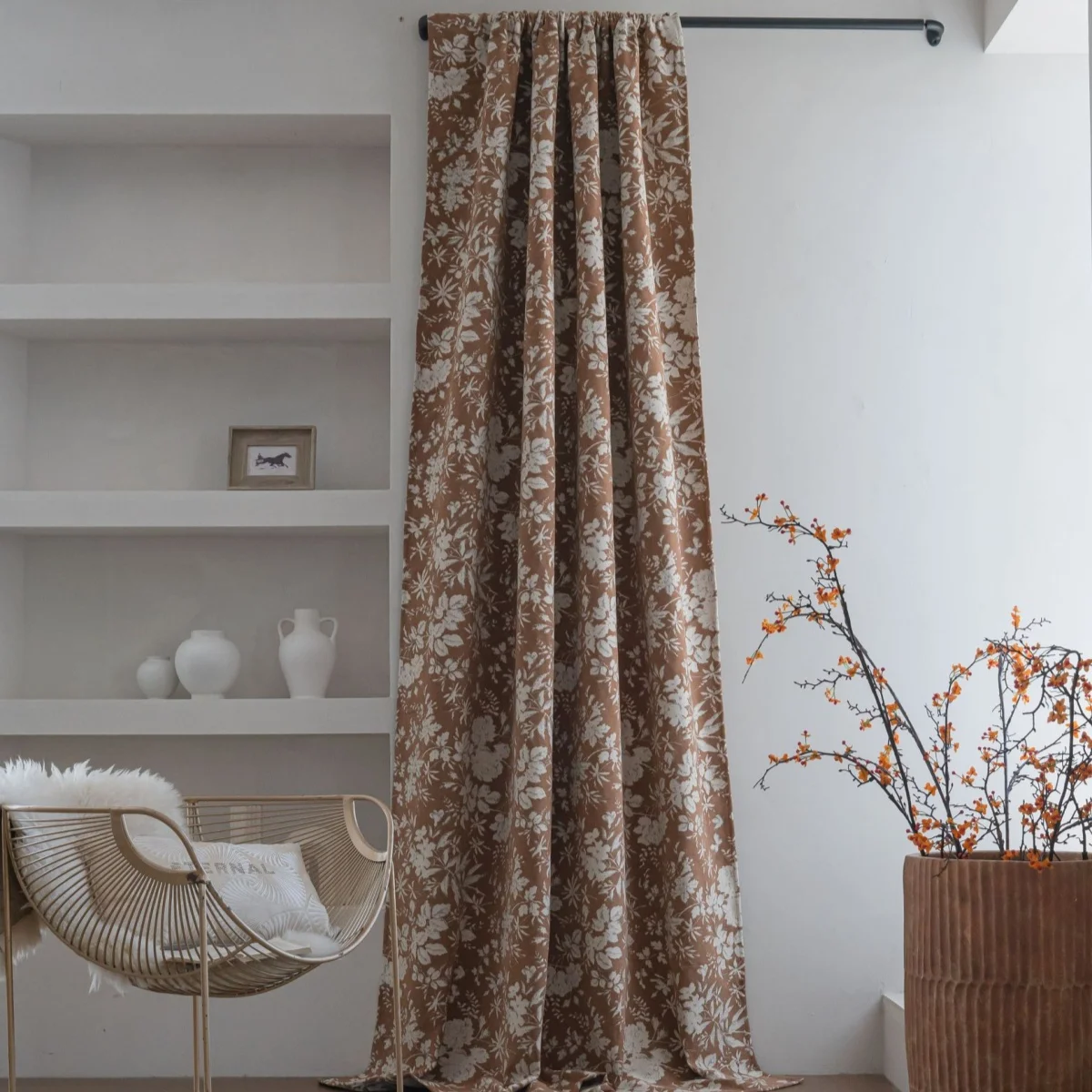 Elegante, mit Blumen bestickte Chenille-Vorhänge, halbsprivierter Sonnenschutz, cremefarbener Stil, geeignet für Wohnzimmer, Schlafzimmer, Kinderzimmer
