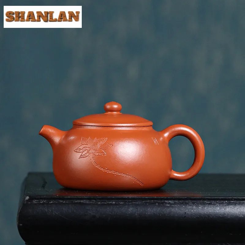 

180ml Retro Yixing Purple Clay Teapots Handmade Lotus Fun Pot Raw Ore Zhu Mud Kettle With Filter Zisha Teaset Tableware Supplies