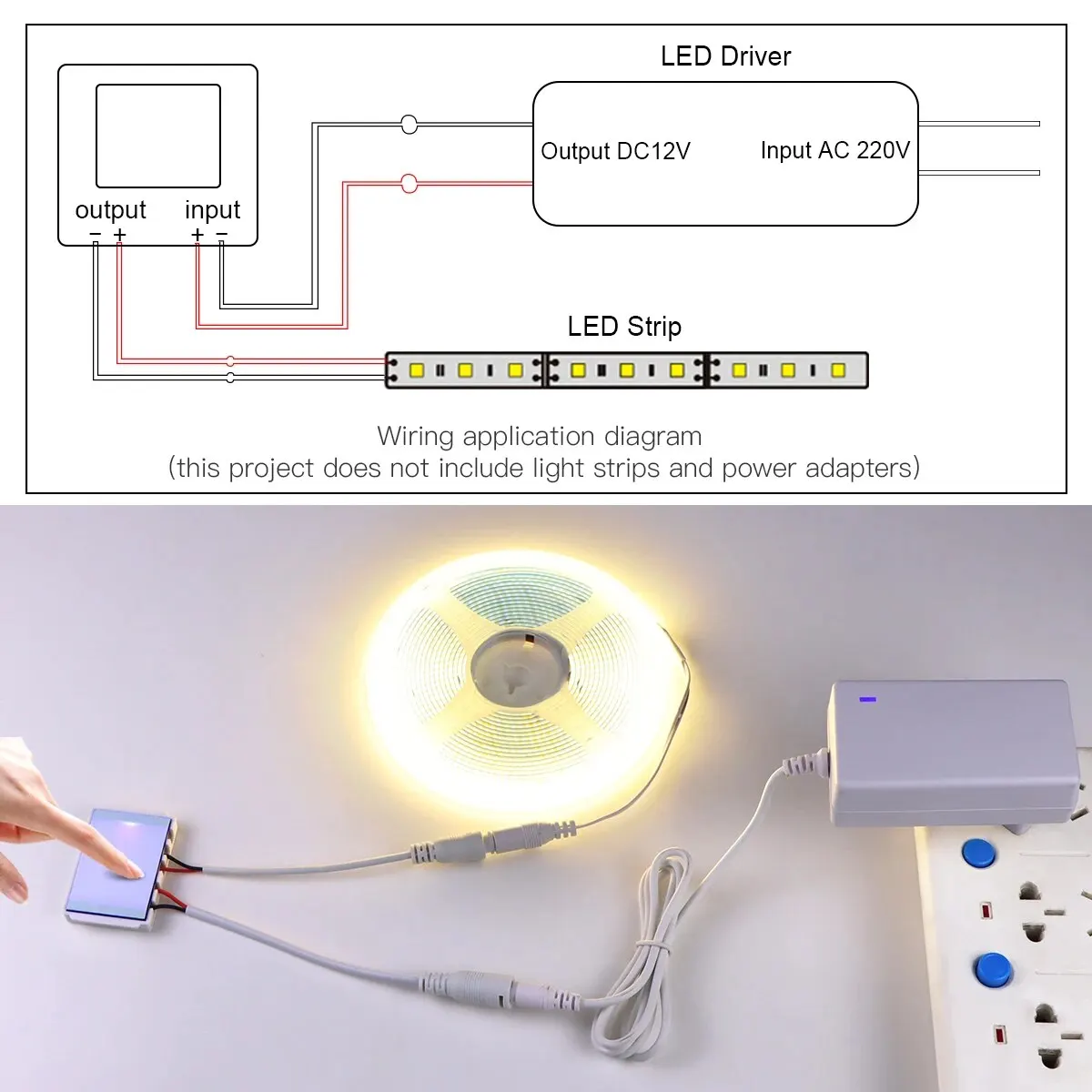 12V LED Dimmer Switch Capacitive Brightness Adjustable Touch Sensor Switch For Bathroom Mirror Light Backlight Decoration