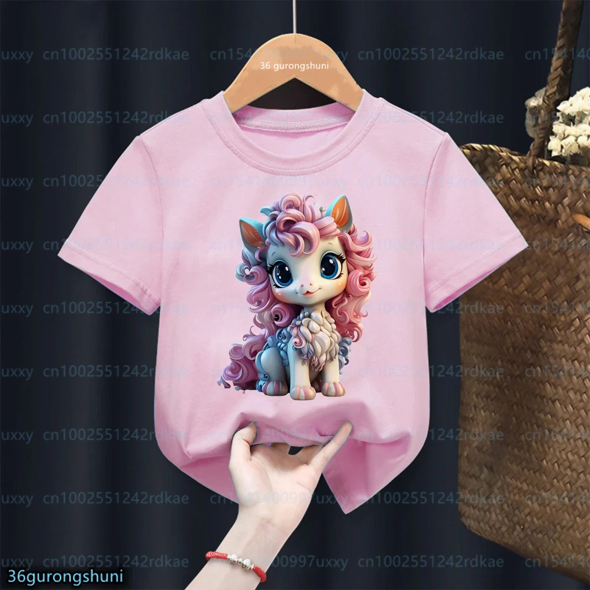 Kawaii Funny Unicorn Graphic Print baby T shirts Cute Children's Clothing Autumn Pink Shirt Top 1-15 years old