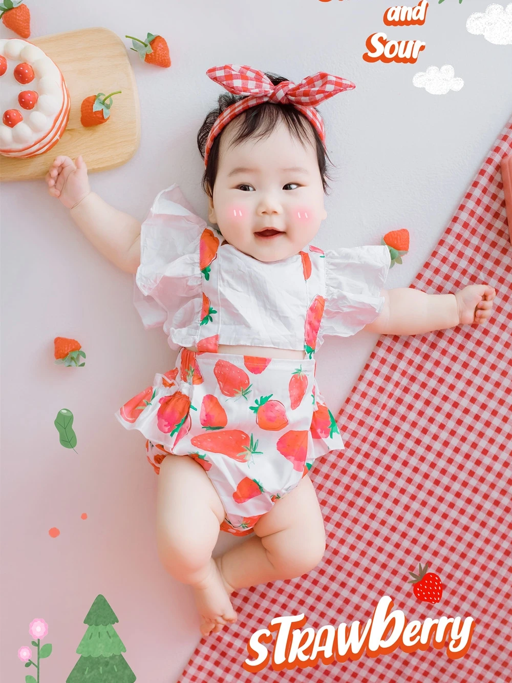 

Childrens photography themed clothing summer strawberry baby photography clothing disfraz bebes shooting bebe fille