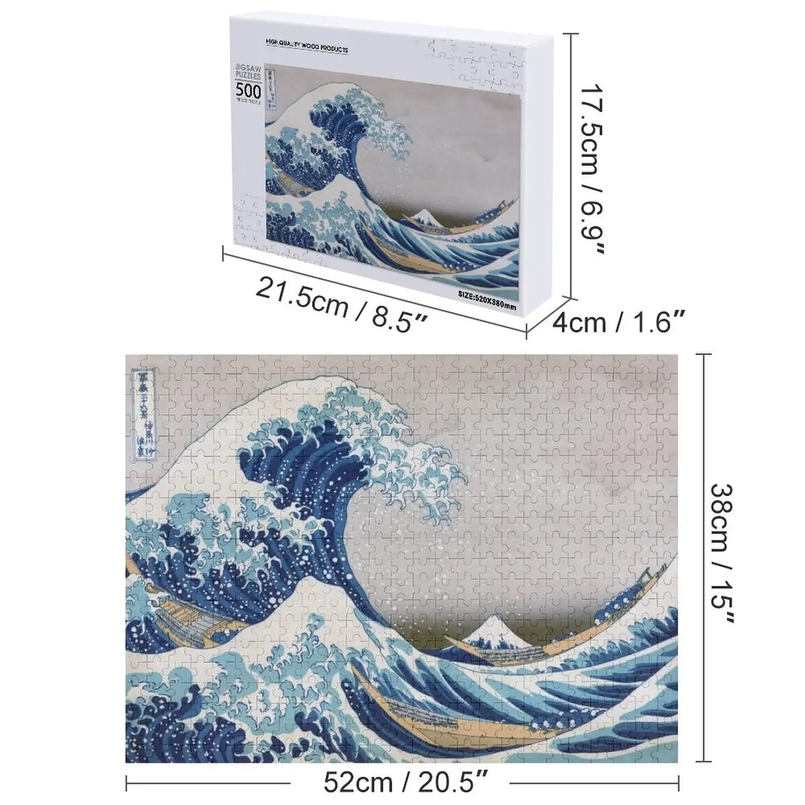 Under the Wave off Kanagawa - The Great Wave-katsusika Hokusai Jigsaw Puzzle Customizeds untuk anak-anak gambar teka-teki