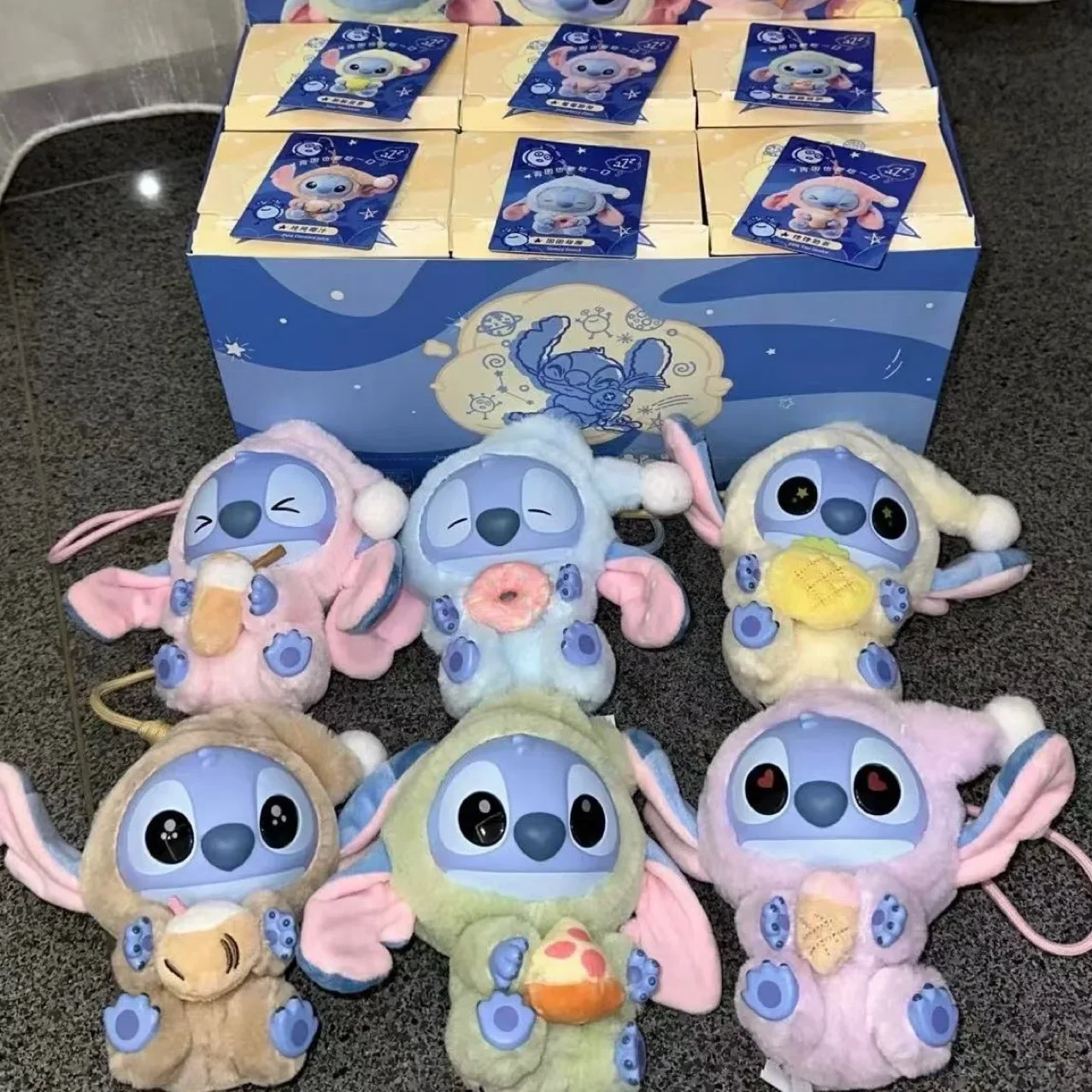 Disney New Stitch Eat Some Thing Before Sleep Series Vinyl Blind Box Bag Pendant Cute Plush Doll Mystery Box Toy Surprise Gifts