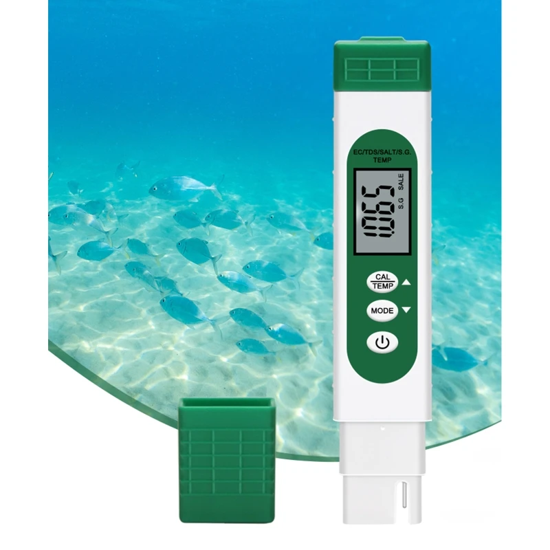 5 in 1 Digital Water Quality Tester TDS/EC/Salinity/S.G/Temperature Meter LCD Display Fast Response Water Testing Pen DropShip