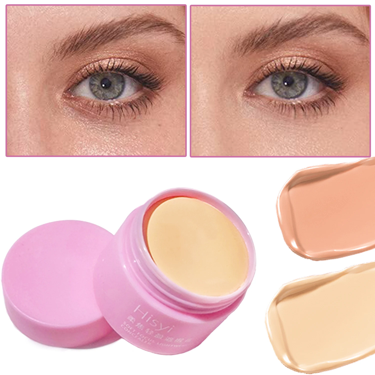 HISYl Correttore-Detergente per macchie e cicatrici da acne, Crema per fondotinta umida, Impermeabile, Copre le occhiaie, Trucco per fondotinta correttore