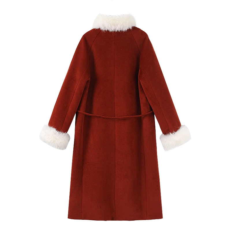 Retro new Chinese button-up woolen coat women's winter versatile lamb wool coat