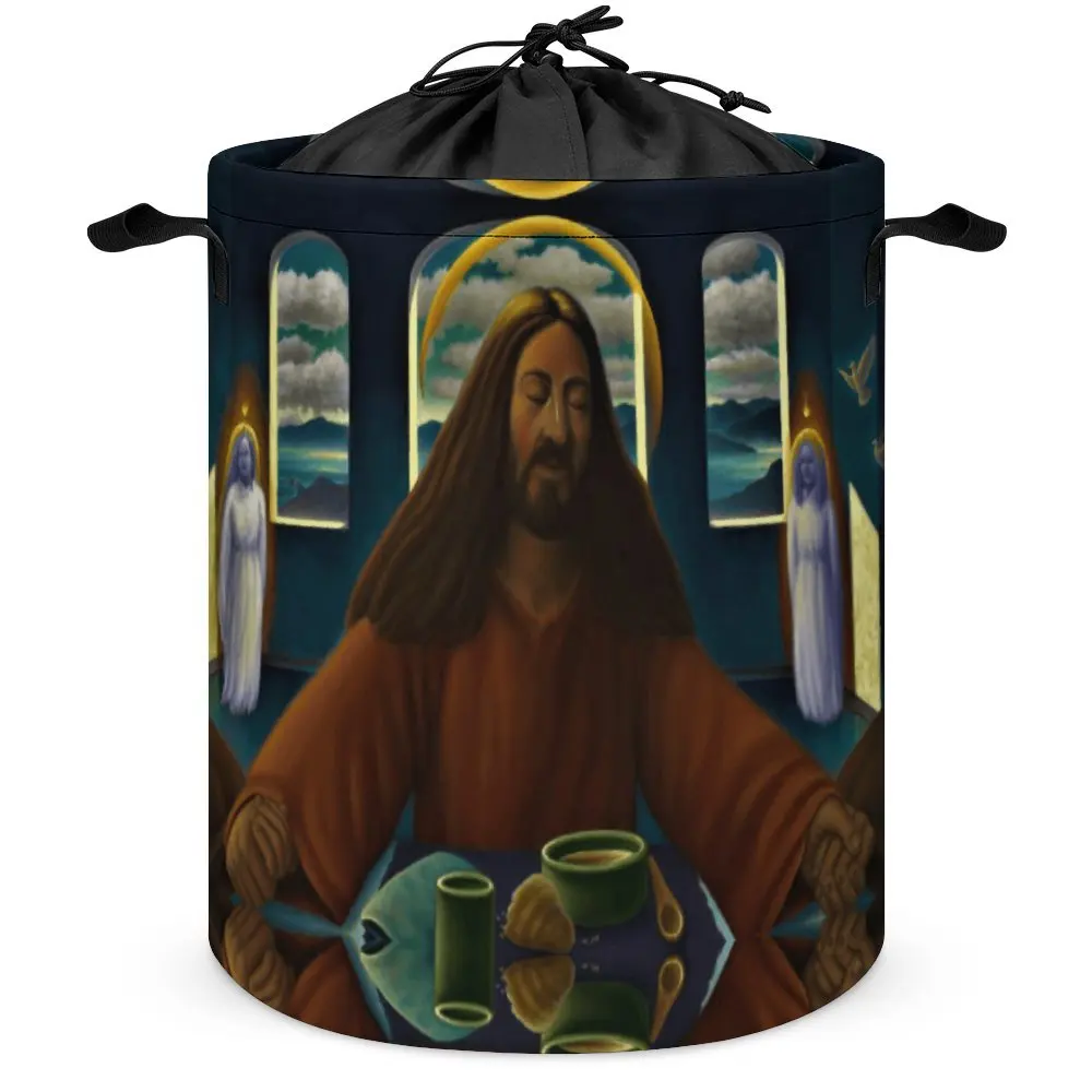 Jesus Praying at Supper Women's Classic Storage Tank Novelty Laundry Basket Lifting Hand Portable Storage of Socks Organizer Div