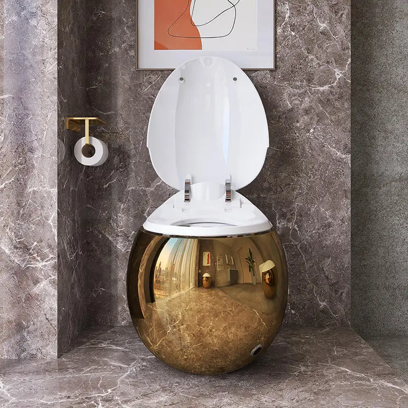 Patented Design Custom Gold Plated Oval Toilet Designer Circular Smart Bathroom Throne Round Gold Finish Hi-Tech Toilet