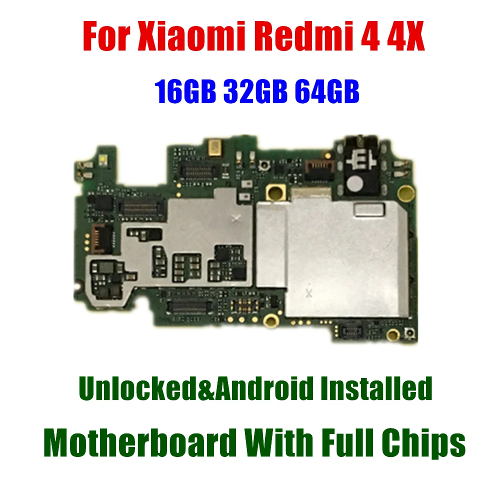 

Unlocked Global Frimware Mainboard For Xiaomi Redmi 4 4X Full Chips Circuits Card Fee Motherboard Good work