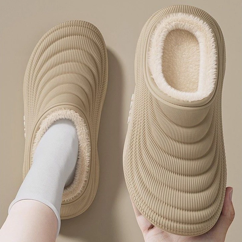 Winter Plush EVA Cotton Slippers Waterproof Non-Slip & Cloud-Soft Warmth for Women & Men Indoor-Outdoor Couple House Shoes
