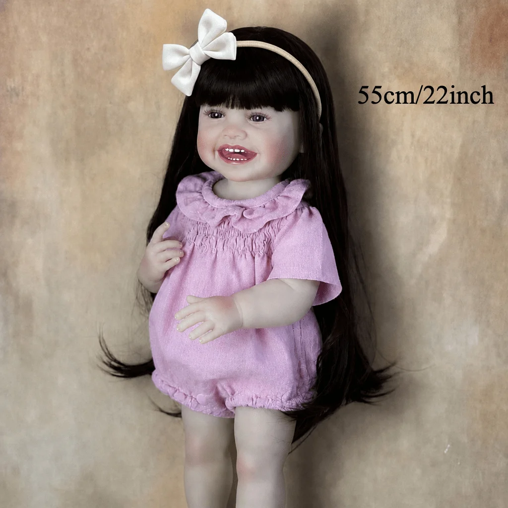 BZDOLL Full Vinyl Body Doll 22 Inch 55cm Realistic Reborn Baby Toy Lifelike Infant Doll Children Pretend Play Collectible Gift