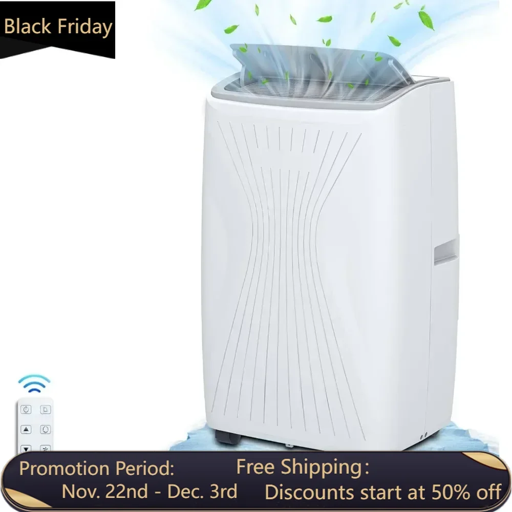 14,000 BTU Air Conditioner Portable Cool up to 700 Sq.Ft, 4-in-1 Portable AC Unit with LED Display，White, free shipping