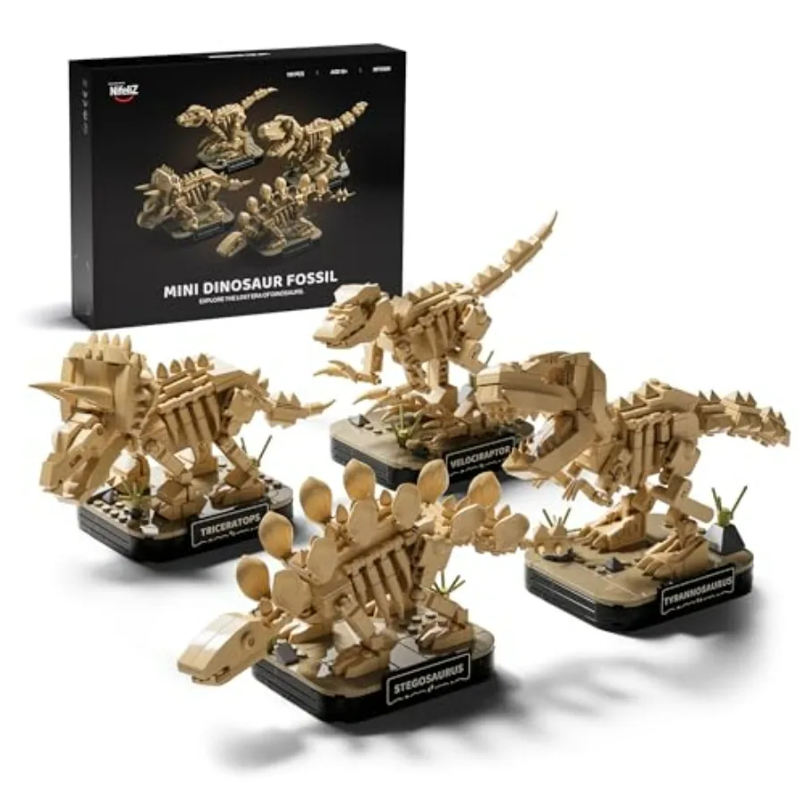 

Коллекция миниатюрных скелетов динозавров: 4 модели окаменелостей динозавров для сборки, декоративные модели для взрослых, украшение для стола, подарок для любителей динозавров