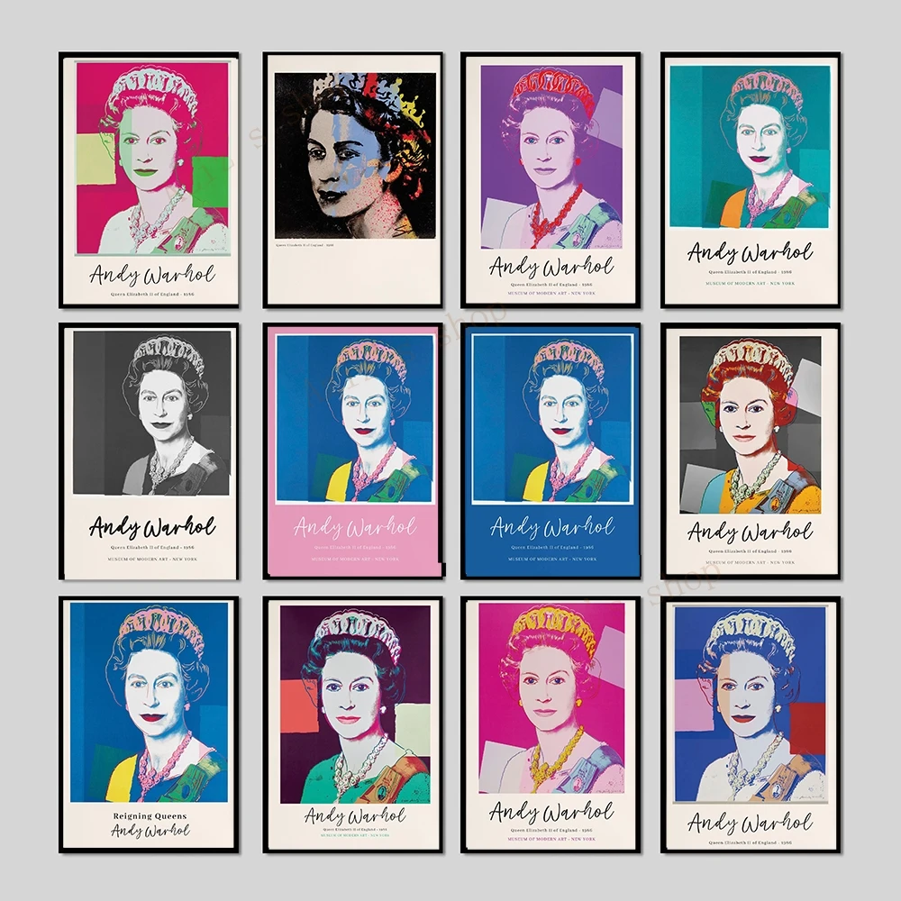 Andy Warhol Exhibition Poster Andy Mick Jagger Pop Art Prints Warhol Queen Elizabeth Wall Photos Vintage Portraits Home Decor