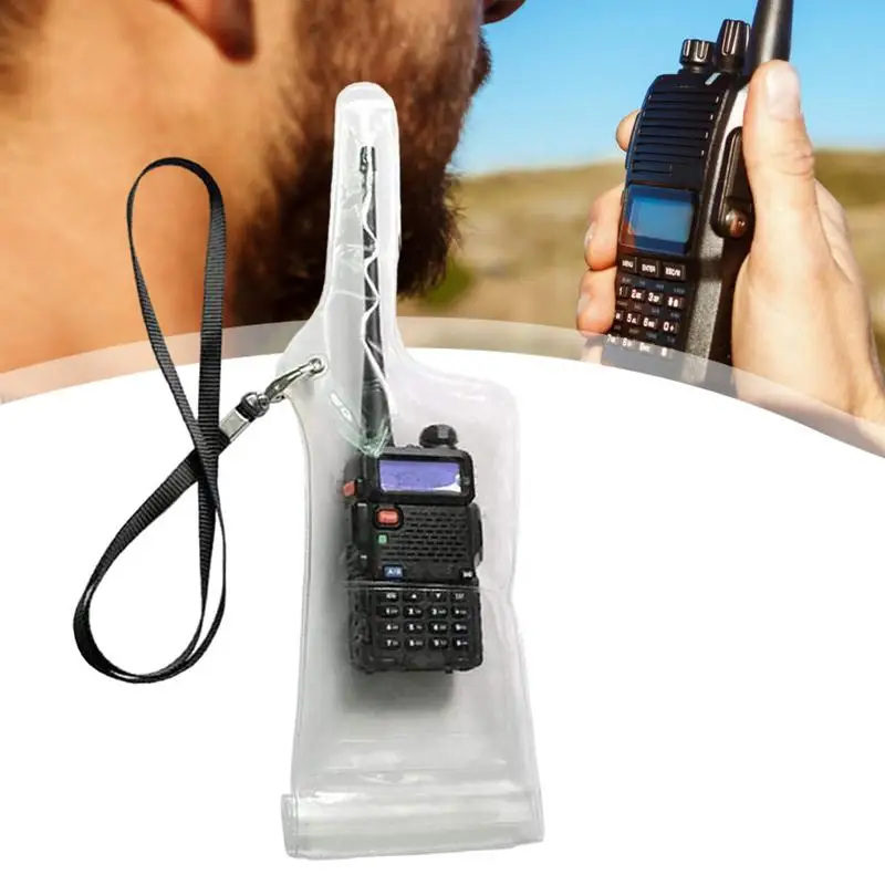 Two Way Radio Waterproof Bag Portable Two-Way Radios Protector Radio Pouch With Lanyard Strap Protective Case Bag For Swimming