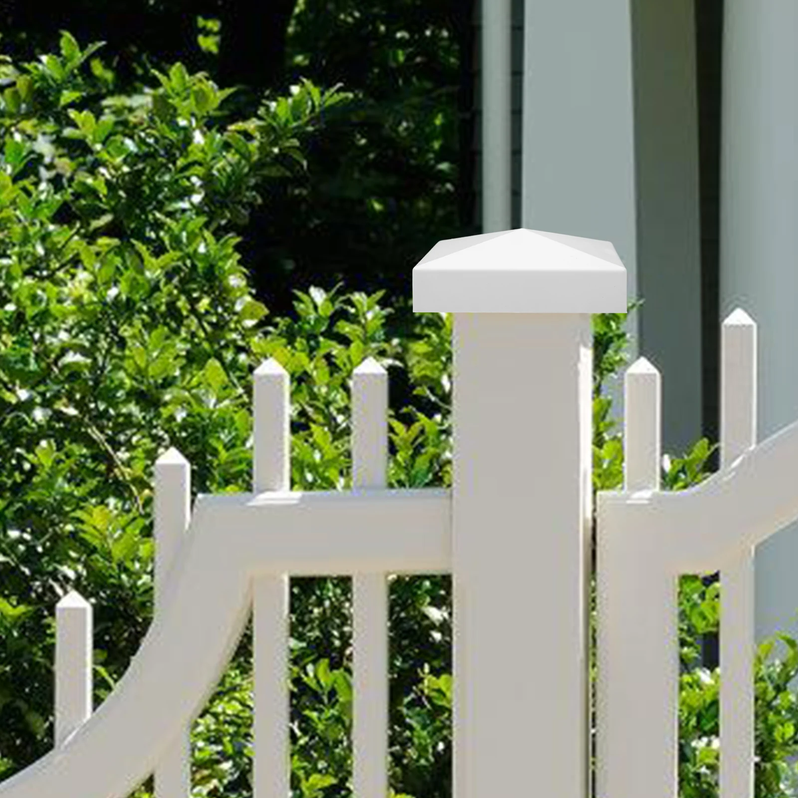 

2pcs Fence Post Caps 5Inch ABS Durable Privacy Fence Topper Deck Lighting White Plastic Repair Cap Mailbox Post