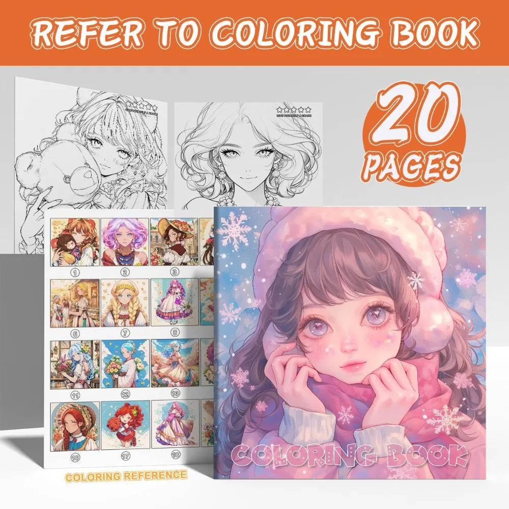 Cute Anime Character Coloring Book DIY Hand Drawn Graffiti Art Stress Relief Creative Adult Coloring Notebook