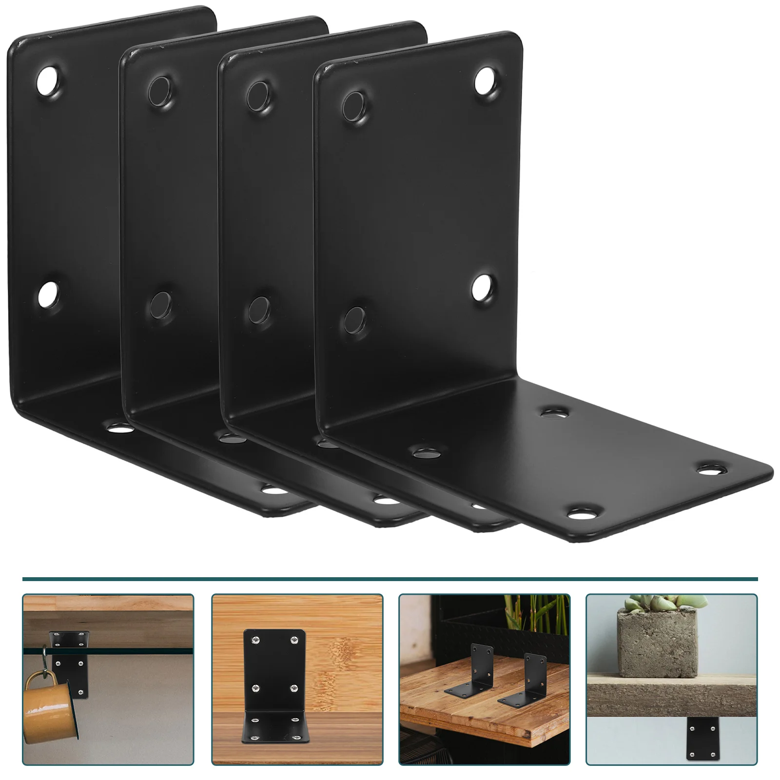 

4pcs Black Corner Brackets Stainless Steel 70x70x2mm Raised Garden Bed L Brackets for Wood Furniture Reinforcement