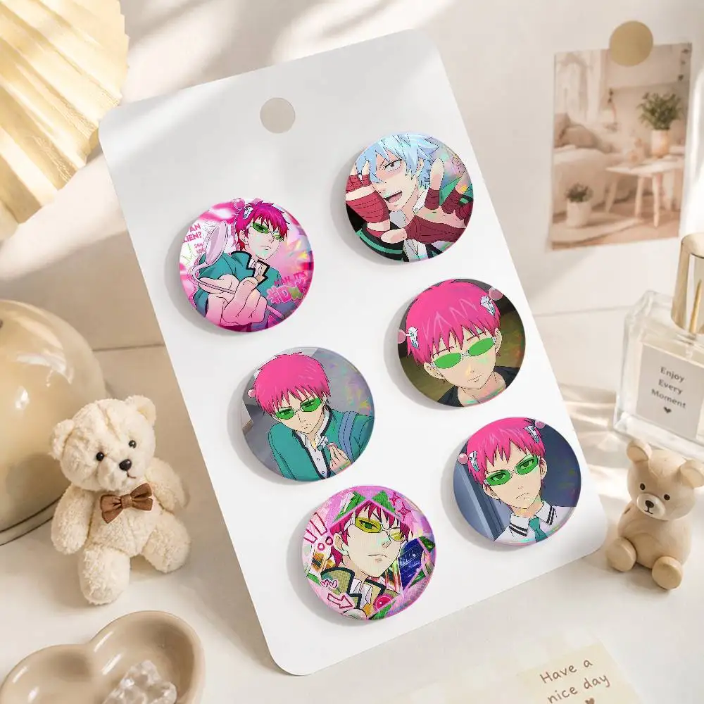 A-Saiki K D-Disastrous L-Life Cartoon Round Brooches On Backpack Jacket Acrylic Button Pins Collection Gifts