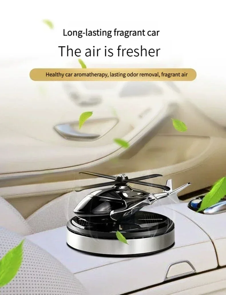 Neue Auto Lufterfrischer Solar Hubschrauber Dekoration Legierung Propeller Rotierenden Auto Aroma Parfüm Diffusor Innen Zubehör – Detail 2