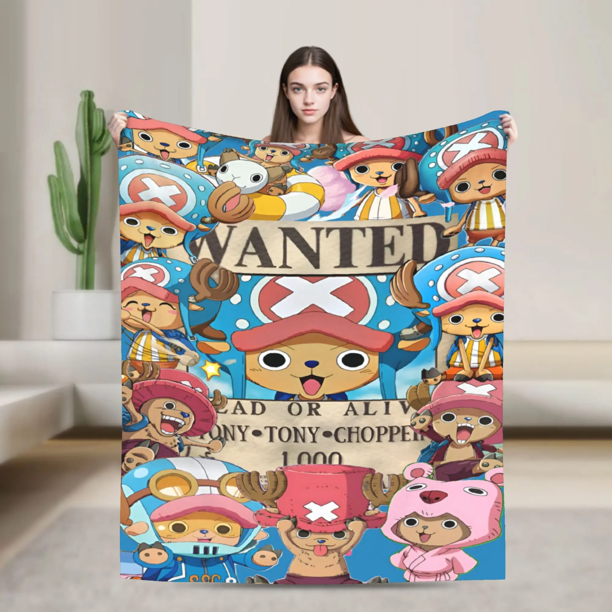 Custom Chopper Janpan Anime Blanket Warm Fleece Soft Flannel  Throw Blankets for Bedroom Sofa Office Autumn
