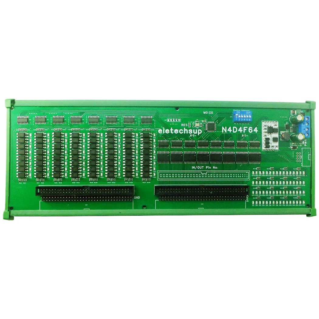 64DI-64DO 12V 24V RS485 Modbus RTU Isolate Communication PLC IO Expansion Board Digital Switch Quantity NPN Input Output Port