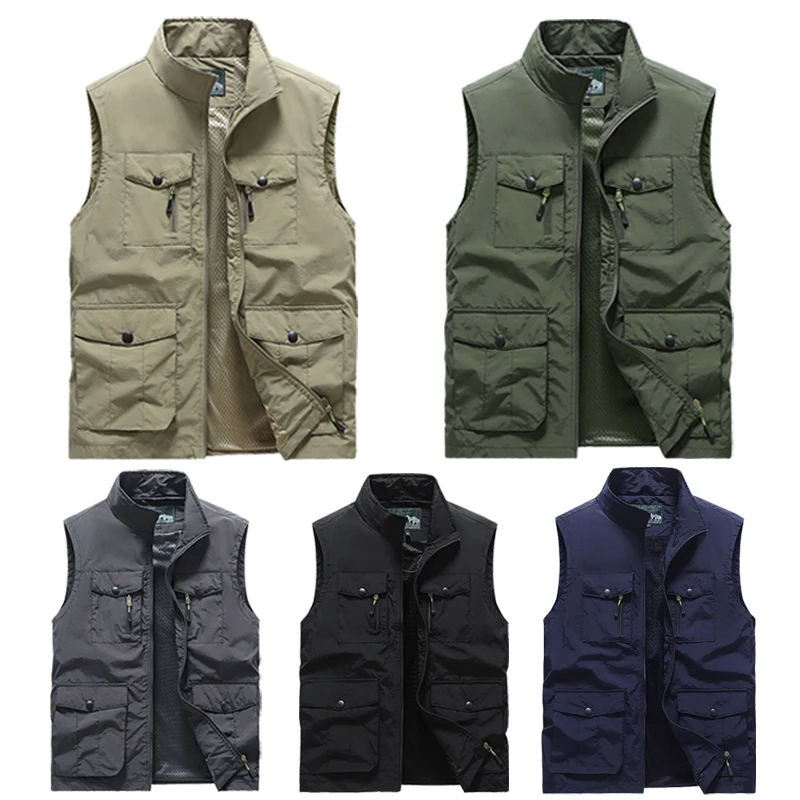 Spring Autumn Outdoor Vest Top Men's Waterproof Sleeveless Tactical Jacket Pocket Fishing Clothing Hunting Wear