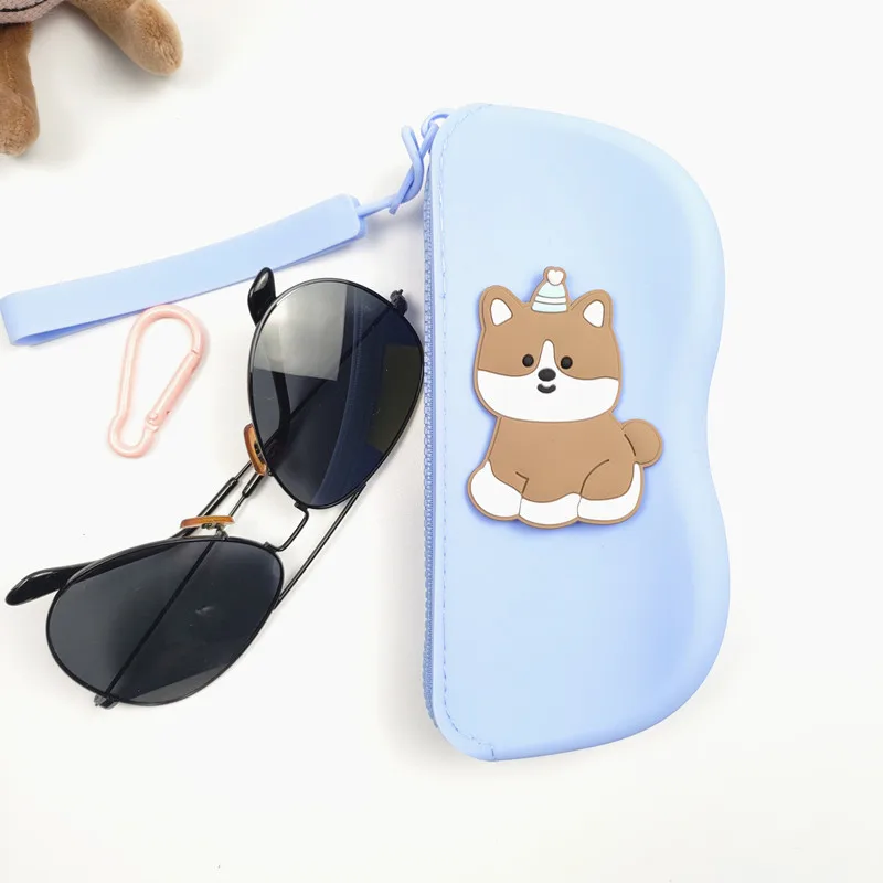 Women Soft Silicone Glasses Bag with Zipper Chain Waterproof Storage Cosmetic Coin Bag for Men Dustproof Glasses Box Girl Gift