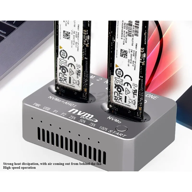 Imagem -04 - Caixa de Disco Rígido Externo Docking Station Ahci Cópia Offline Usb 3.2 Disco Duplo Sistema Ssd Clone Jms586u 20gbps Nvme m.