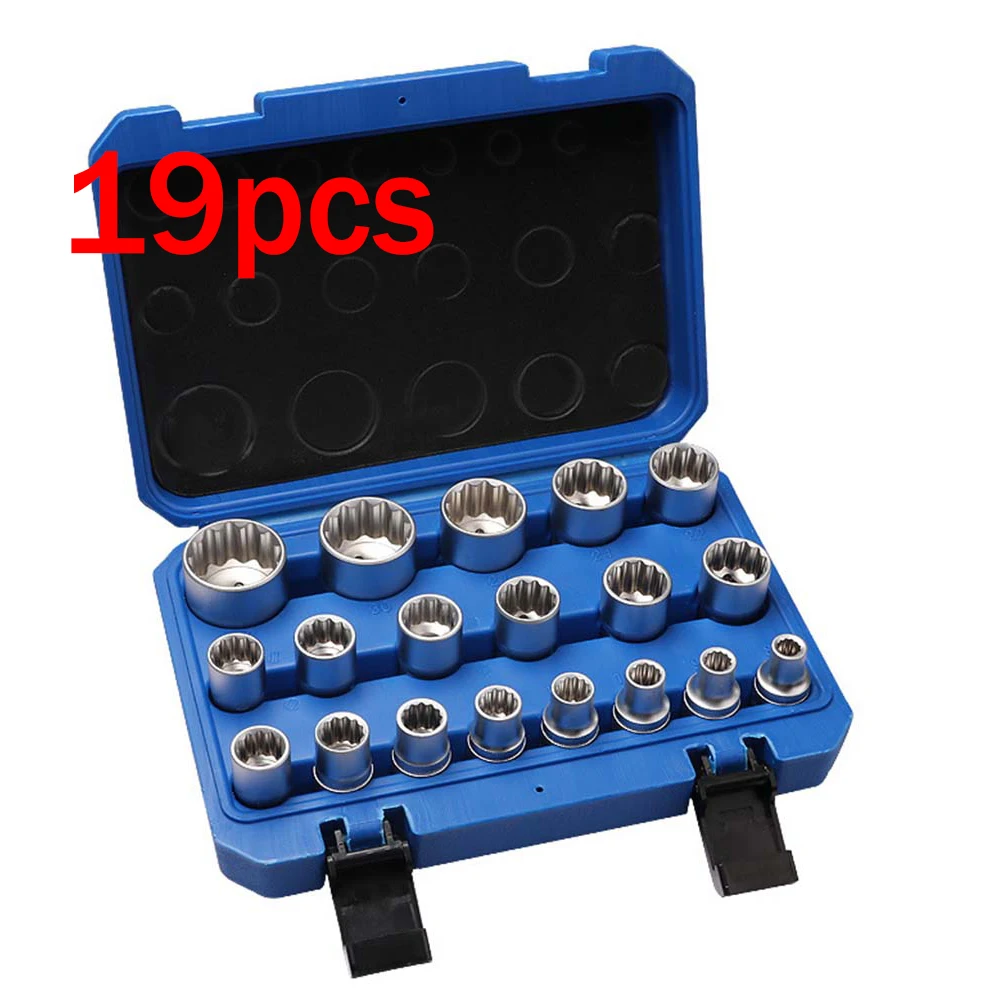 

Point Socket Wrench Set 12PCS/set Lock Socket Torx Hex Torx Splined Bit Socket Set 1/2” Hex Socket Repair Tool Kit 8-32mm