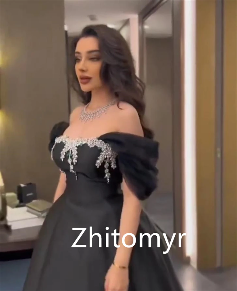 Customized Ball High Quality Elegant Off-the-shoulder Gown Party Dresses Paillette / Sequins Tulle Floor Length S Evening