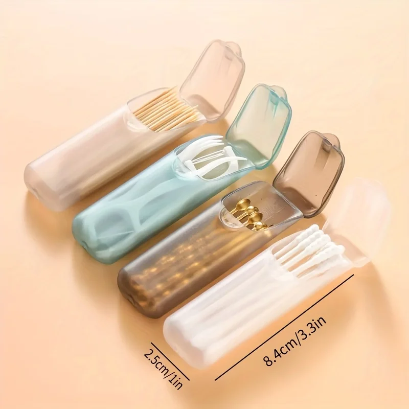 Mini Dental Floss Swab Case-Portable Compact Pill Box with Toothpick Holder,Multi-Color Capsule-Shaped Containers for Oral Care