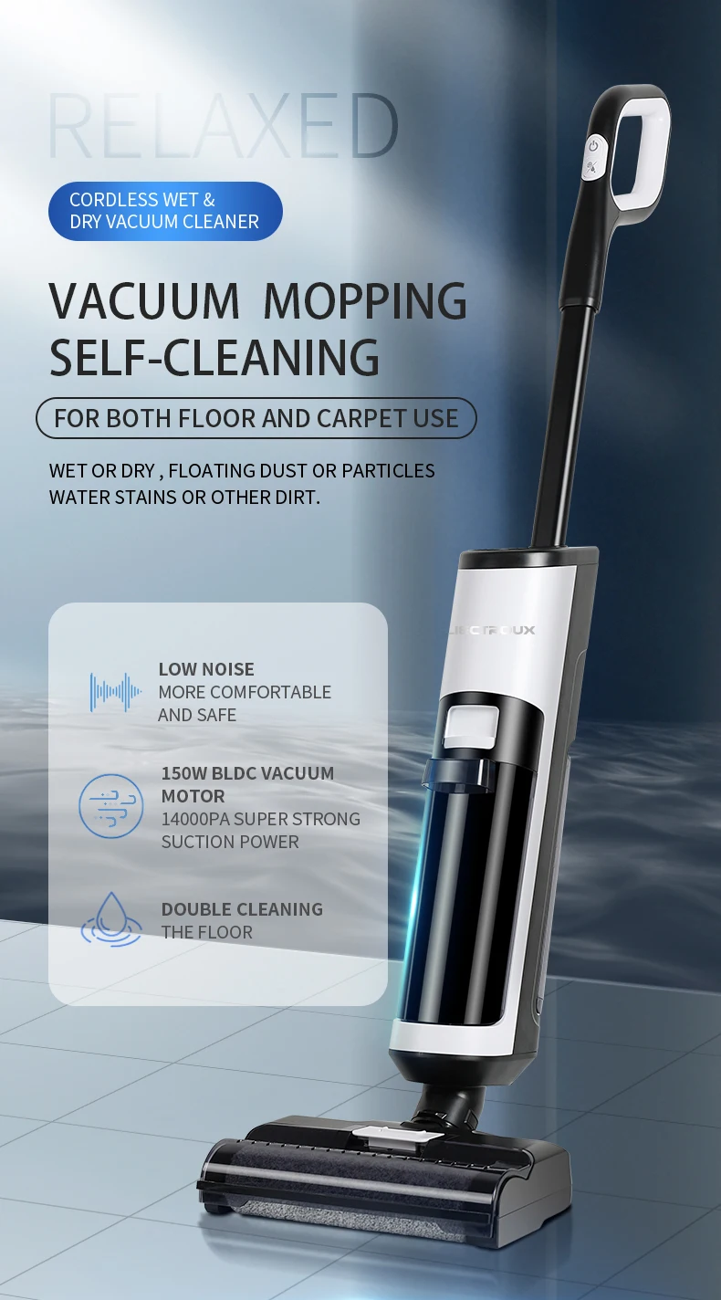 LIECTROUX i7 Cordles upright Vacuum Cleaner 14Kpa  Suction Auto Dry Rolling Brush Floor Washer