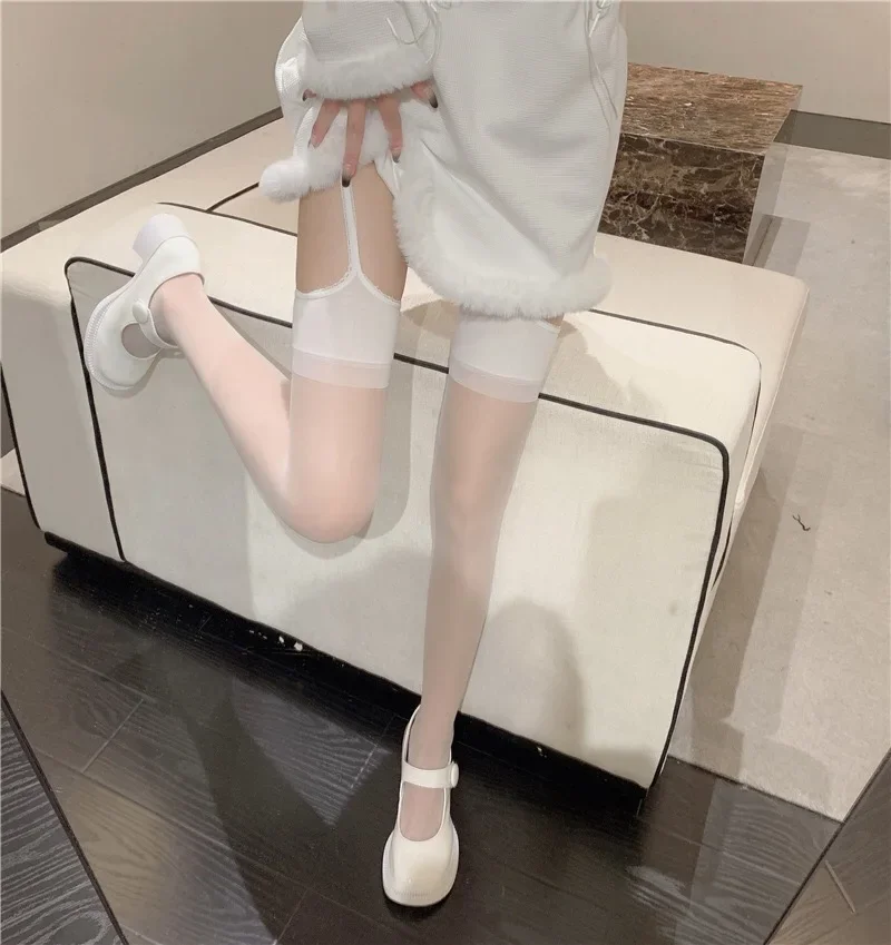 Silk 3D Sexy Lace Suspenders Stockings Solid Color Luxury Slim Long Pantyhose Hollow Elastic Waist Garter Belt Mesh Sock Summer