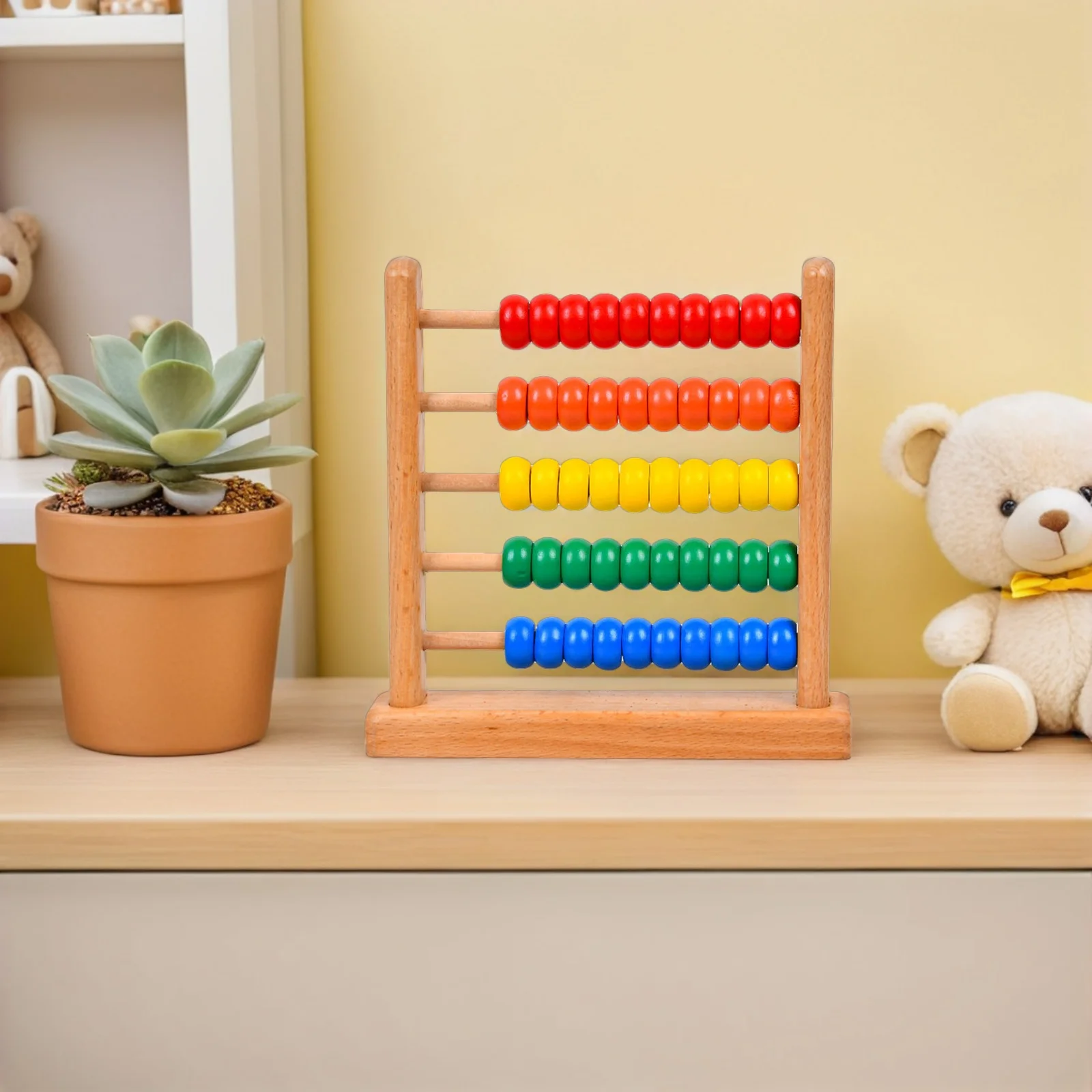 1 szt. Drewniany liczydło dla dzieci, kolorowa układanka z koralikami do nauki liczenia, wczesna edukacja matematyczna dla dzieci, rozwój poznawczy