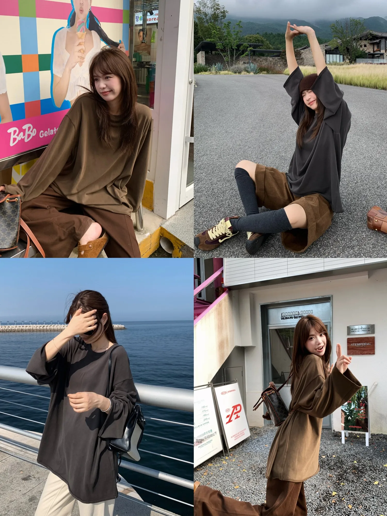 

Винтажная свободная футболка с длинным рукавом и манжетами из мягкой хлопково-полиэстеровой смеси, с круглым вырезом, высокой талией, защитой от пятен, для повседневной носки.