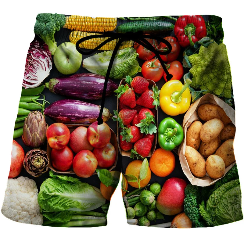 Worstjes Eten Grafisch Strand Shorts Heren Korte Broek 3d Pizza Bedrukt Elastische Taille Broek Zwembroek Vrouw 2023 Surfshort