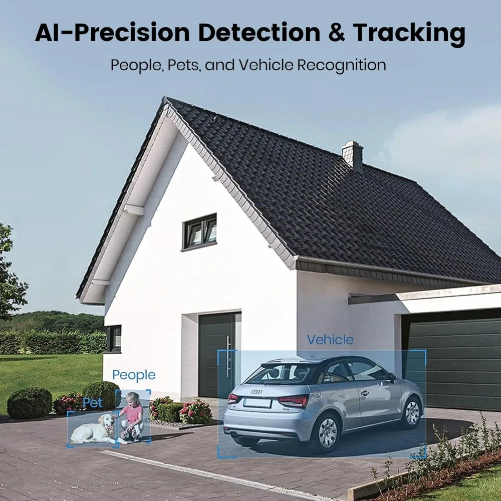 4K Floodlight Camera Wired Security Camera Outdoor 360° Coverage Surveillance 24/7 Recording Motion Detection Color Night Vision