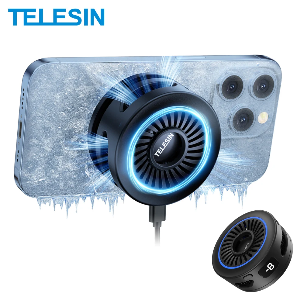 TELESIN Magnetic Mobile Phone Radiator Cooler Cooling Fan Heat Sink For Cellphones Tablets Cooler For Live Streaming Gamming