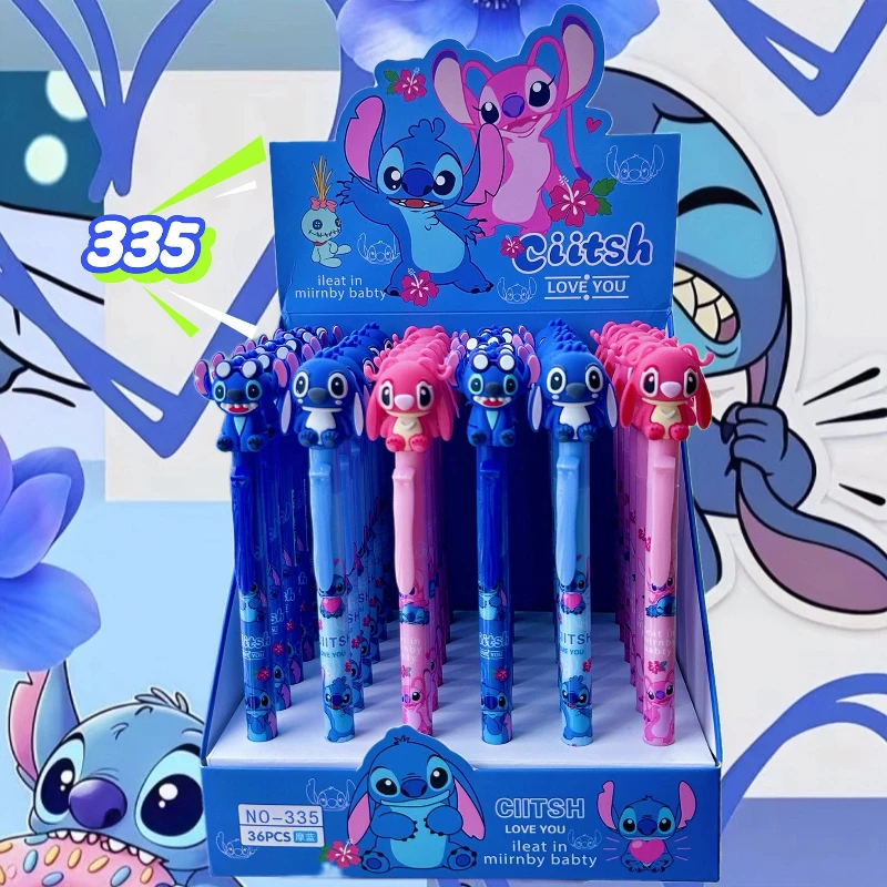 

Disney 36Pcs Erasable Gel Pen Cartoon Set Stitch Creative Modeling Side Press 0.5Mm Blue Doll Pen Student Learning Stationery