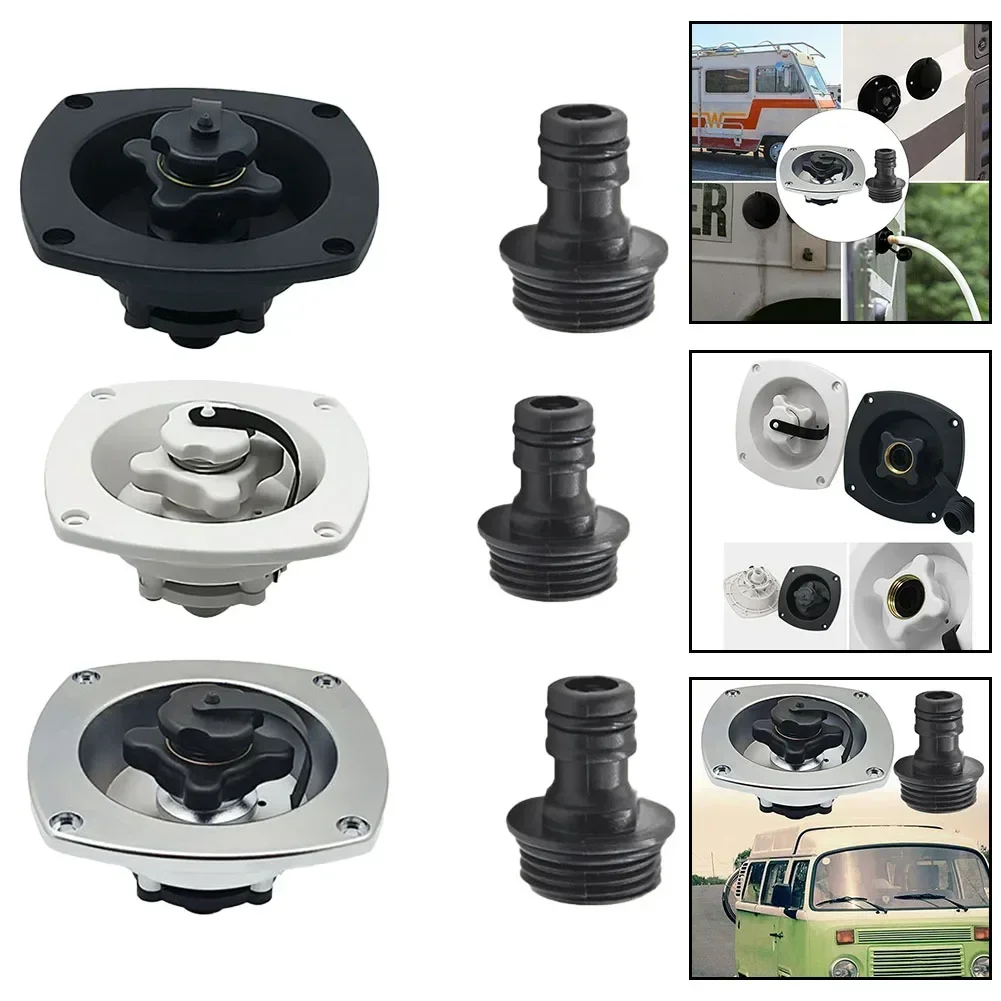 Water Inlet Filler Cap, Wall Mount ,Trailer Fill Dish ,RV Water Fill Inlet Built In Water Stop Valve For Caravans RV ,Marine