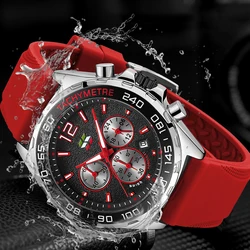 2023 Fashion Chronograph Men Watches Top Brand Luxury Silicone Band Sport Wristwatch Business Quartz Clock Waterproof Watch