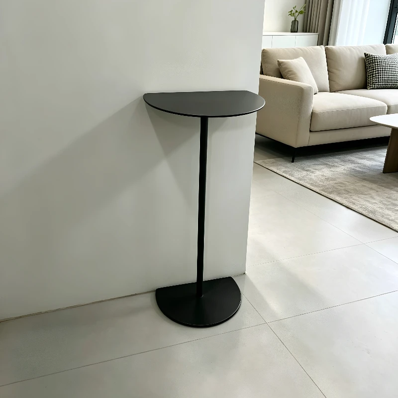 Modern SemiCircularSide Table, Metal Mobile End Table for Living Room Sofa Corner, Accent Organizer Rack for Entryway Home Decor